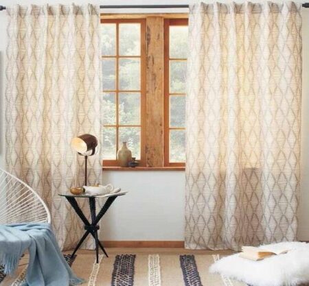 Cotton Linen Solid Sheer Curtain Set of 2 with Eyelet Rings, Non-Blackout Transparent Window Curtain for Bedroom Living Room Home (Butter Cream, (LxW) 5ft x 4.5ft)