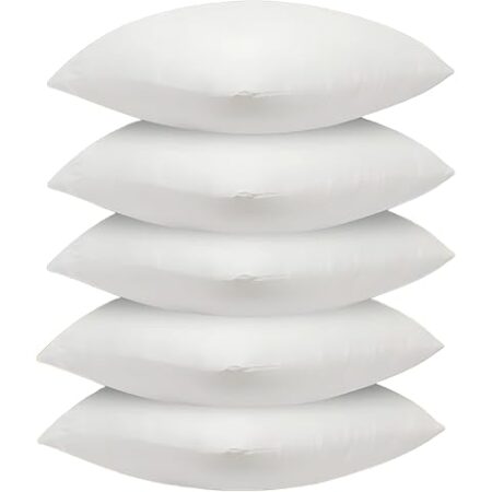 Microfiber Rectangular Cushion Pillow Inserts or Fillers for Sofa & Bed - Pack of 4, 12" X 18" (White, Dv_Rotto_Plw41218Flr0001)