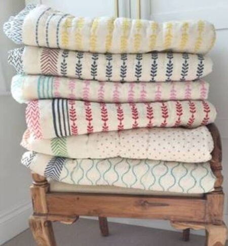 Cotton Reversible Dohar for Double Bed in Grey and Yellow. Perfect as an AC Blanket or Quilt. Size: 94" x 88". Enjoy Comfort and Style in Your Bedroom!