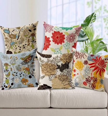 Polyester Blend Set Of 5 Designer Decorative Throw Pillow/Cushion Covers - Cc122 - (16 Inch X 16 Inch, Multicolour), 50 tc