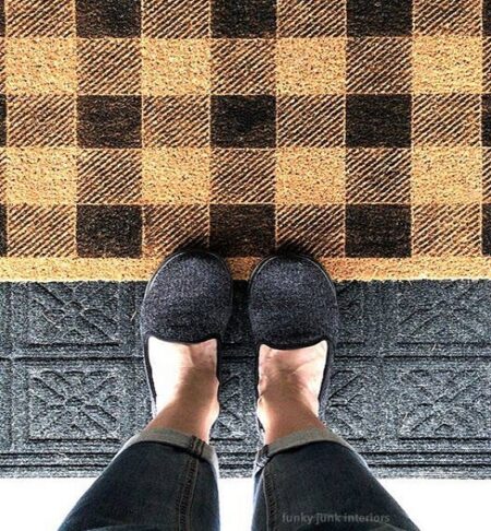Washable Floor Mats for Living Room & Kitchen - Rectangular Water Absorbent Rubber Rug for Office Entryway, 60 x 40 cm, Grey
