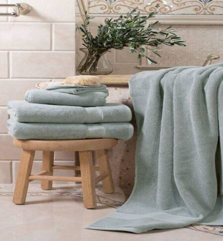 100% Indian Cotton Plush 5 Piece Towel Set, 500 GSM, Highly Absorbent, Fade Resistant, Quick Drying (Grey)