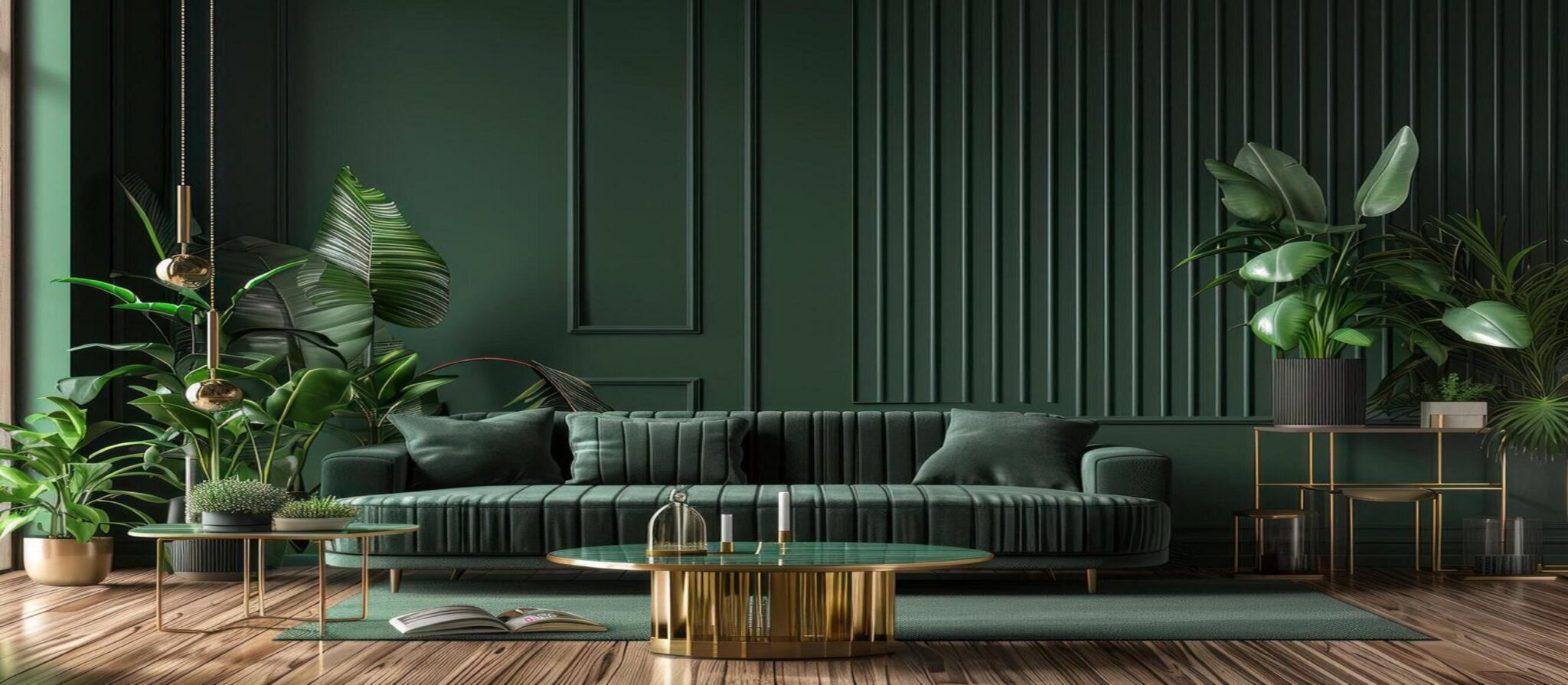 ai-generated-a-living-room-with-green-walls-and-plants-free-photo (1)