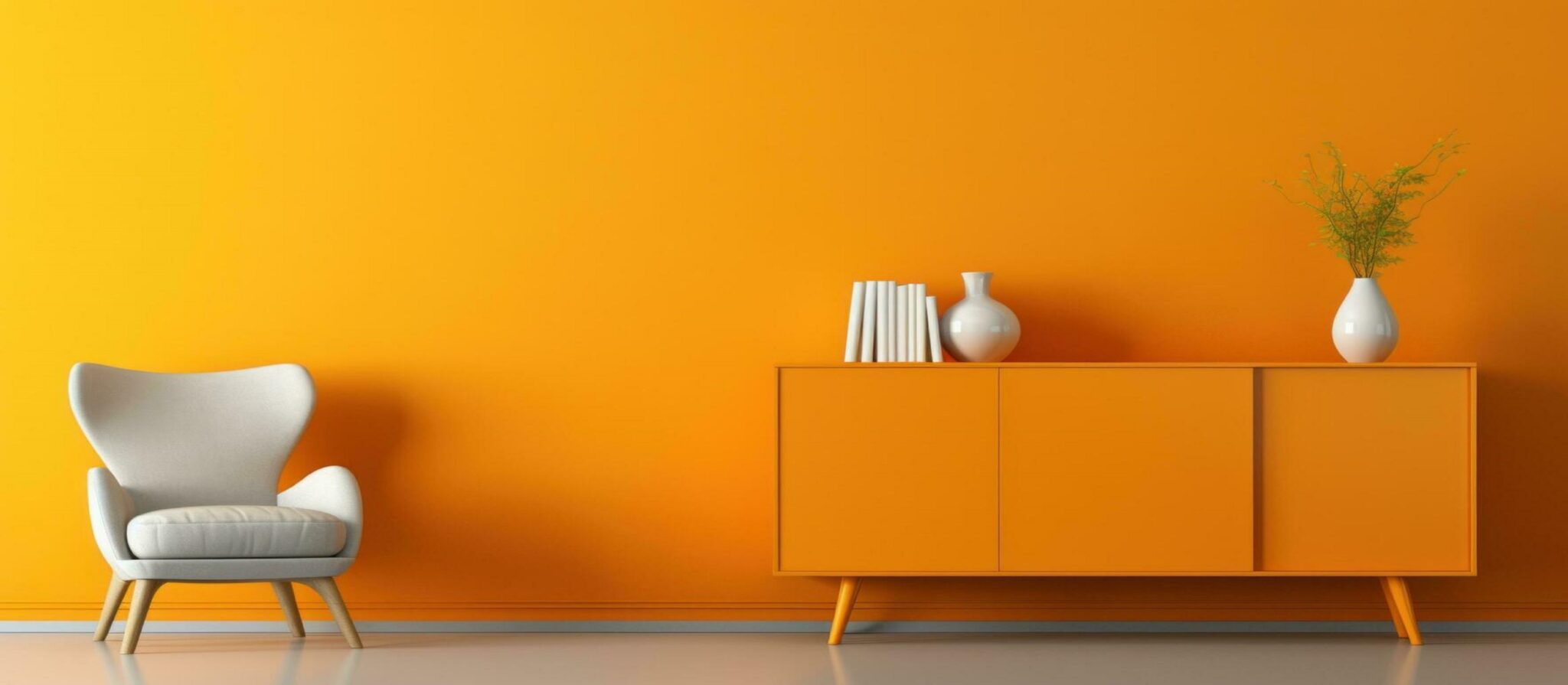 ai-generated-a-room-with-a-large-yellow-furniture-and-a-white-cabinet-free-photo