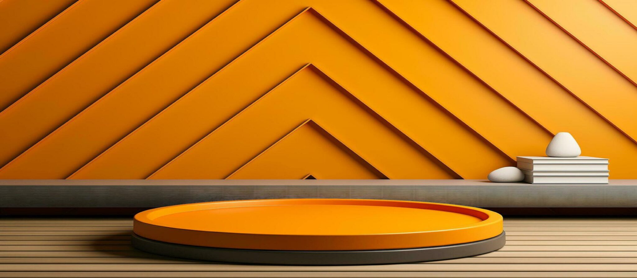ai-generated-orange-podium-and-minimal-abstract-background-ai-technology-free-photo
