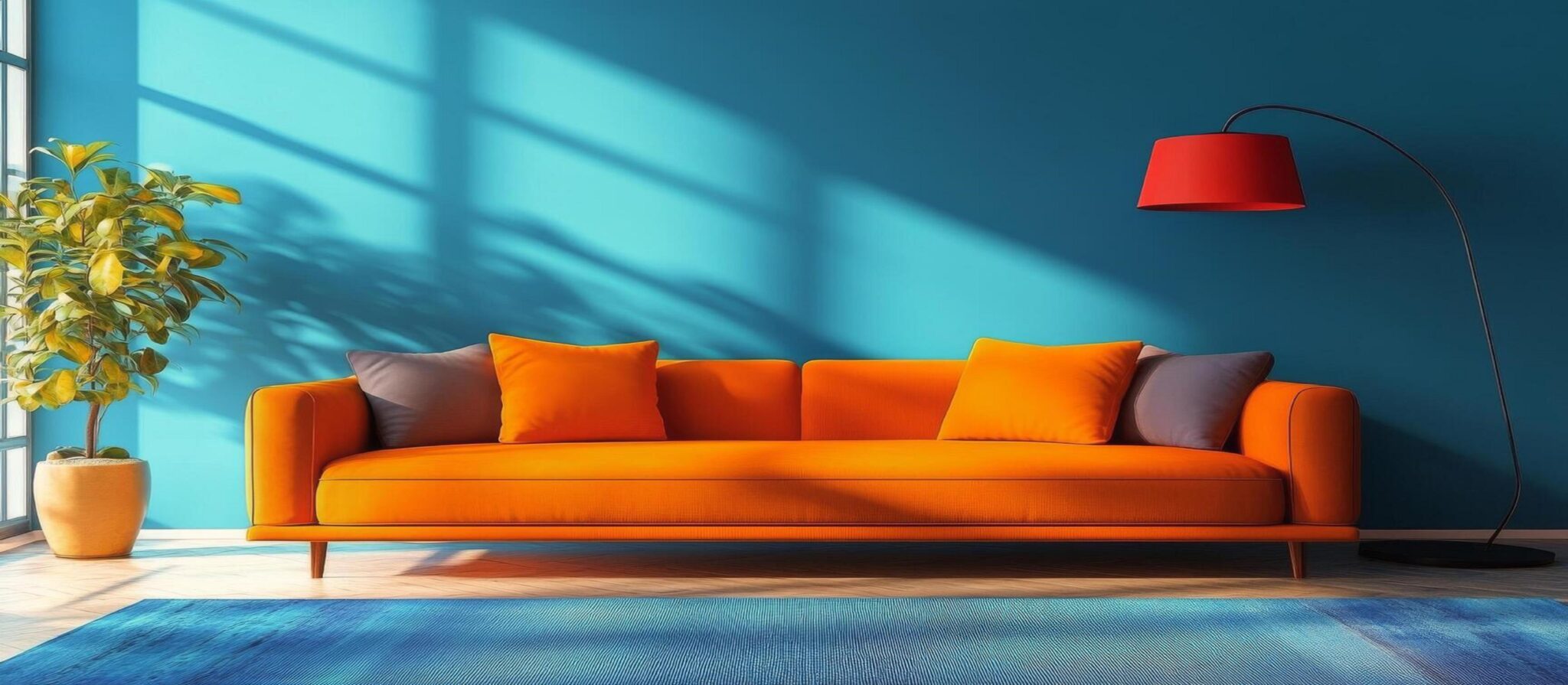 brightly-colored-modern-orange-sofa-with-cushions-in-a-stylish-living-room-setting-free-photo