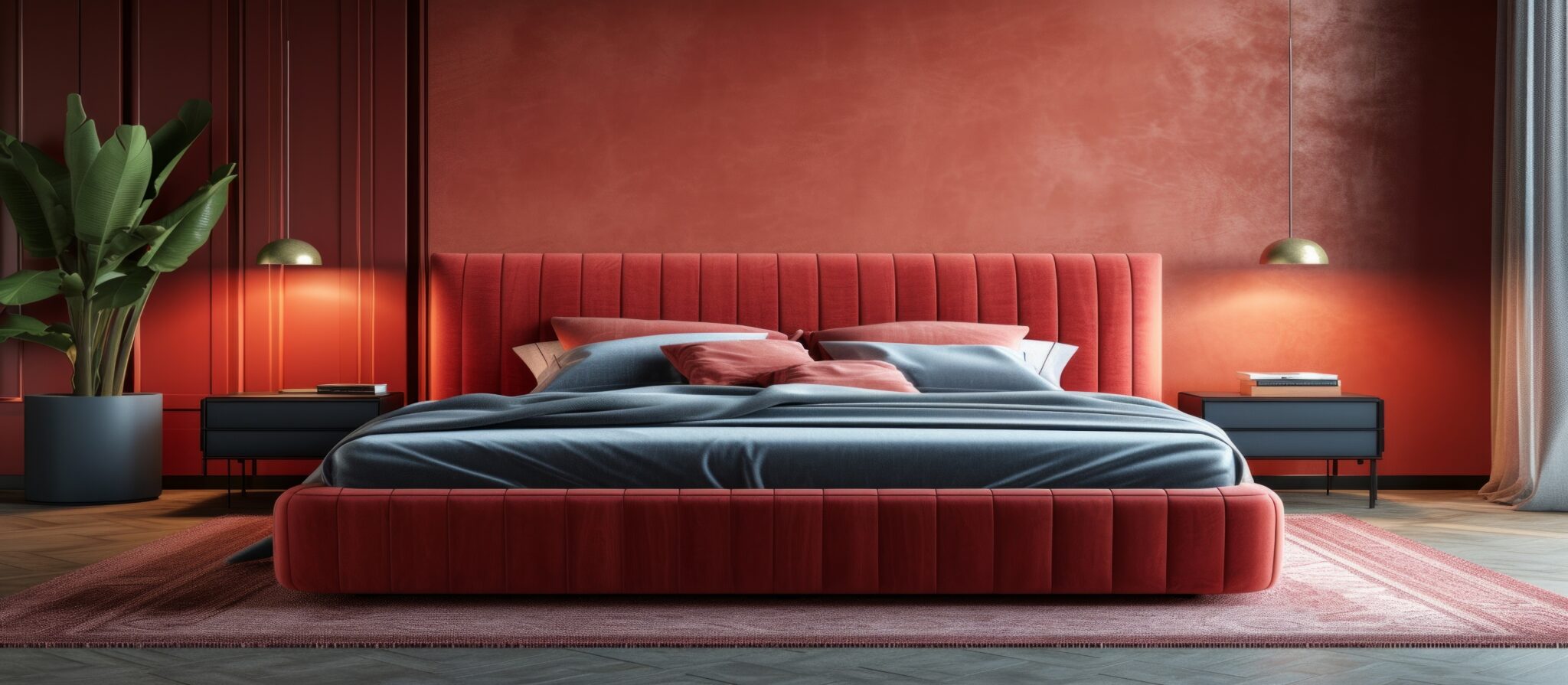 Deep-hued velvet beds add an air of romance and luxury to modern bedroom decor.
