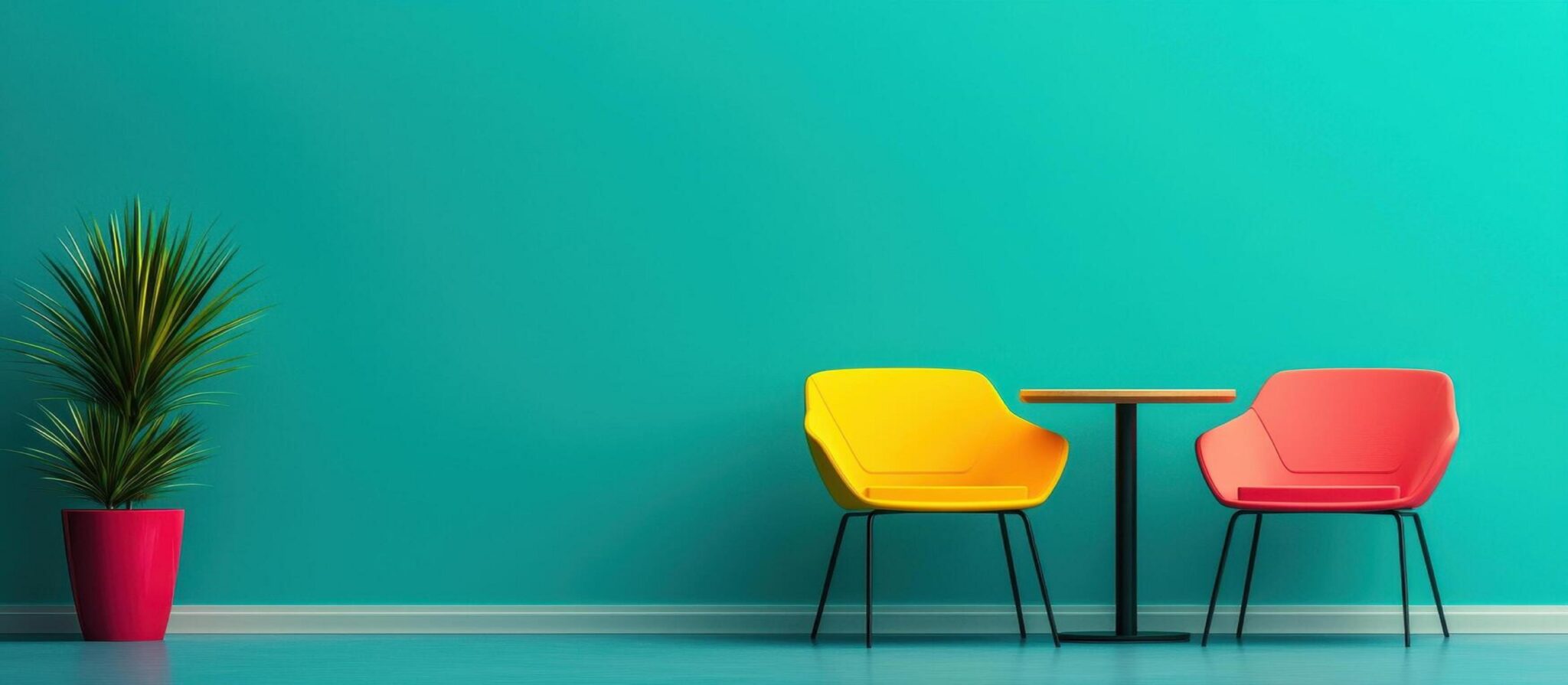 modern-seating-arrangement-in-vibrant-room-interior-design-colorful-chairs-minimalist-environment-wide-angle-view-for-inspiration-free-photo