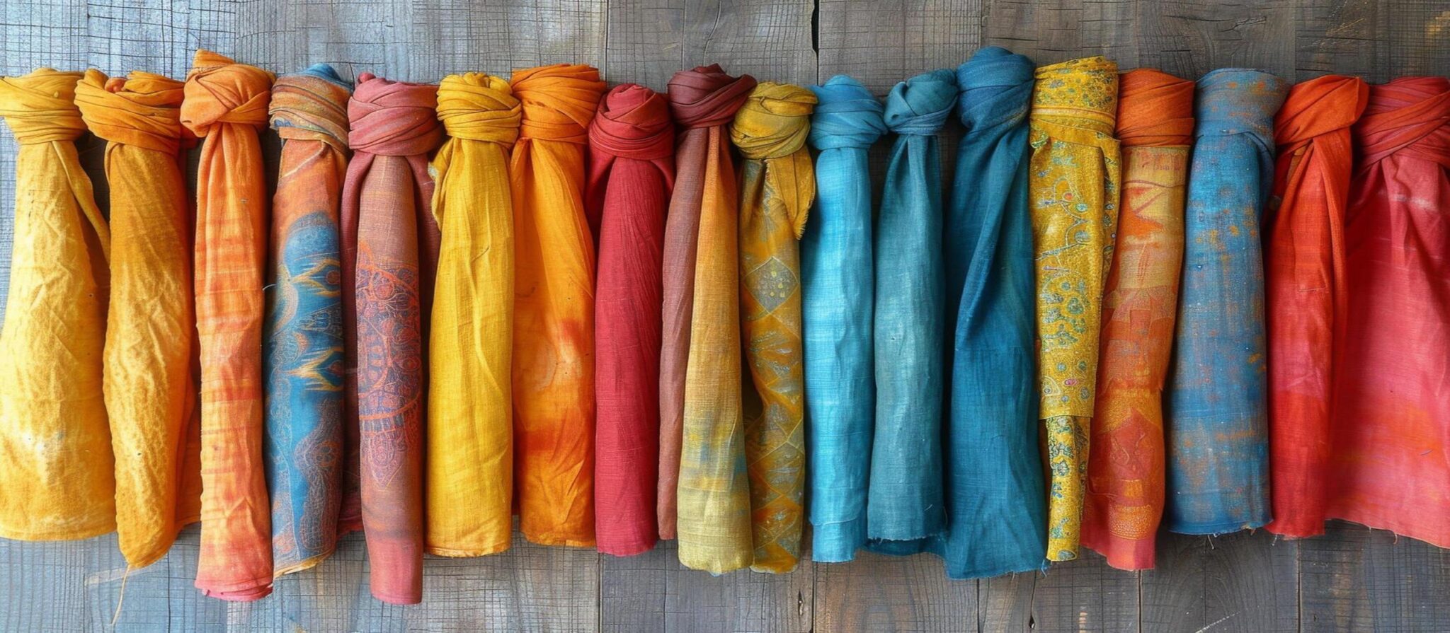row-of-different-colored-scarves-hanging-on-wall-free-photo
